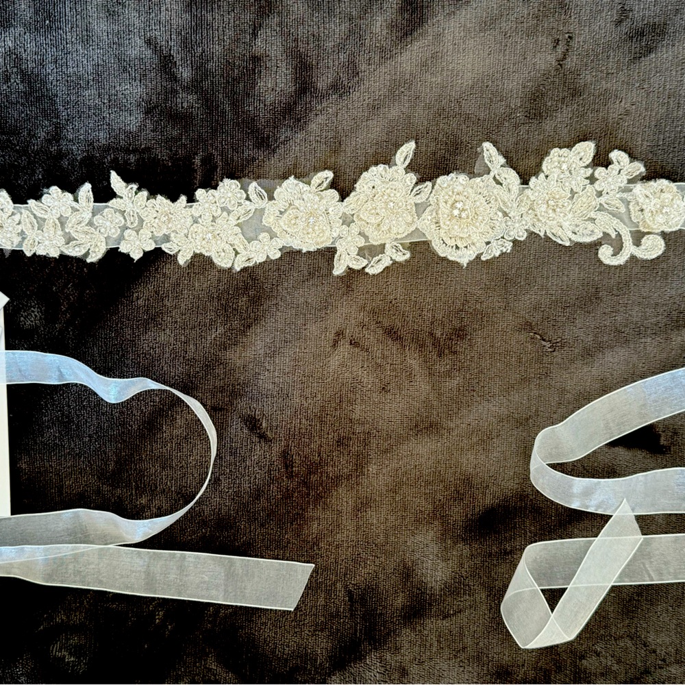 Floral lace and crystal wedding sash. Brand new. Never worn.